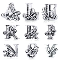 wostu letters beads 925 sterling silver alphabet charms fit original bracelet pendant diy necklace jewelry gift for women fnc030