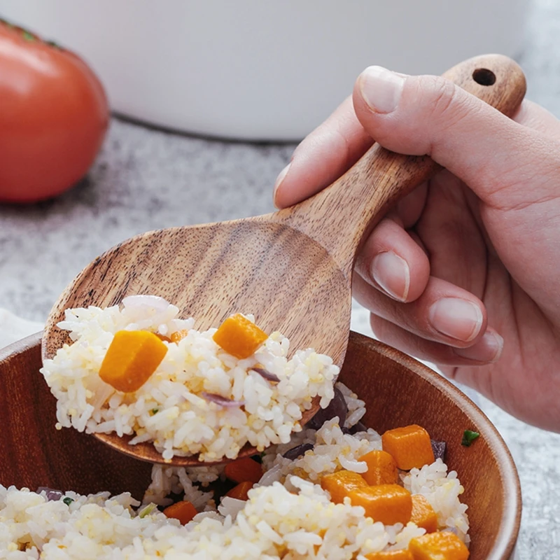 

Kitchen Long Handled Wooden Rice Spoon Utensils Cooking Tools P15D