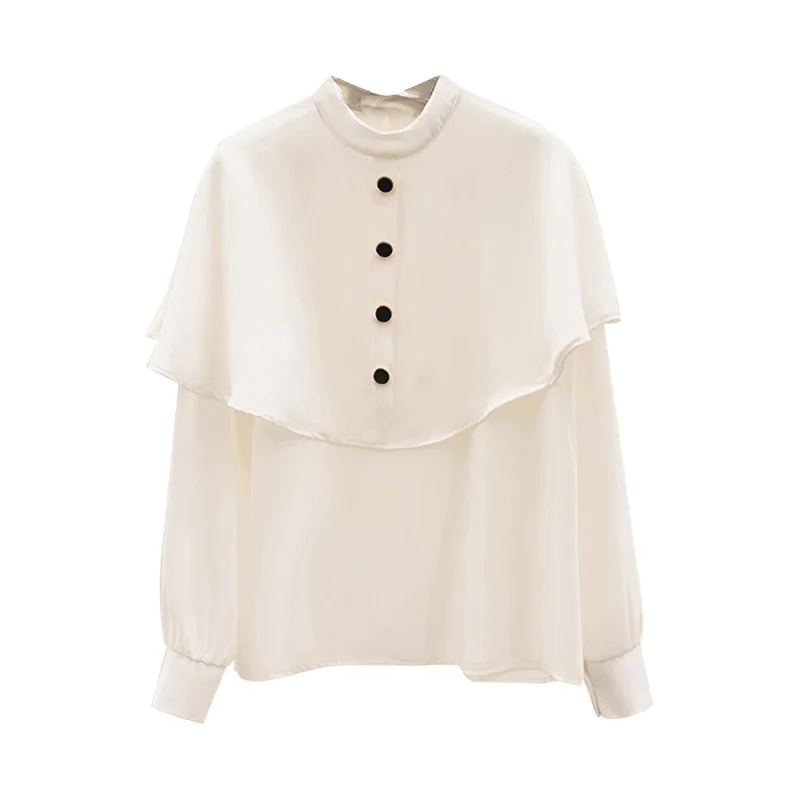 

Special Design Autumn 2020 Fashion Women's Cloak Design O Neck Long Sleeves Shirt Ladies Girls Blouse Tops A3723