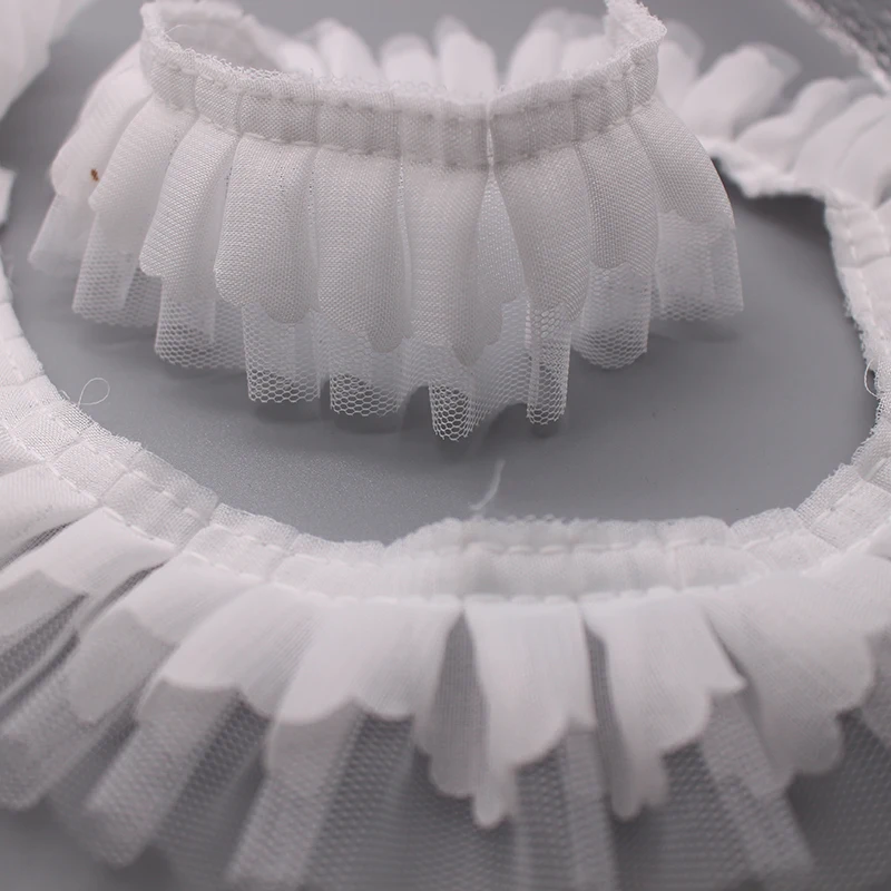 2 ярда белая 2-слойная плиссированная органза швейцарская вуаль кружевная