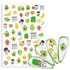 1 лист, новые 3D наклейки для ногтей, Мультяшные наклейки для ногтей, фрукты, ананас, авокадо, банан, наклейки для ногтей, фольга, клейкие наклейки, украшения для дизайна ногтей