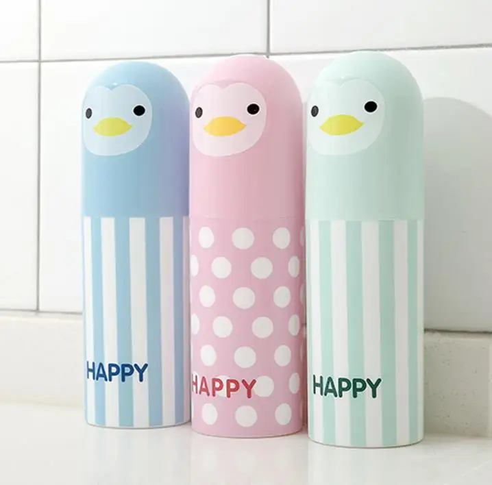 1 шт. Kawaii милый пингвин мультяшная коробка для зубных щеток портативный дорожный держатель для зубных щеток санитарный костюм коробка для хранения зубной пасты
