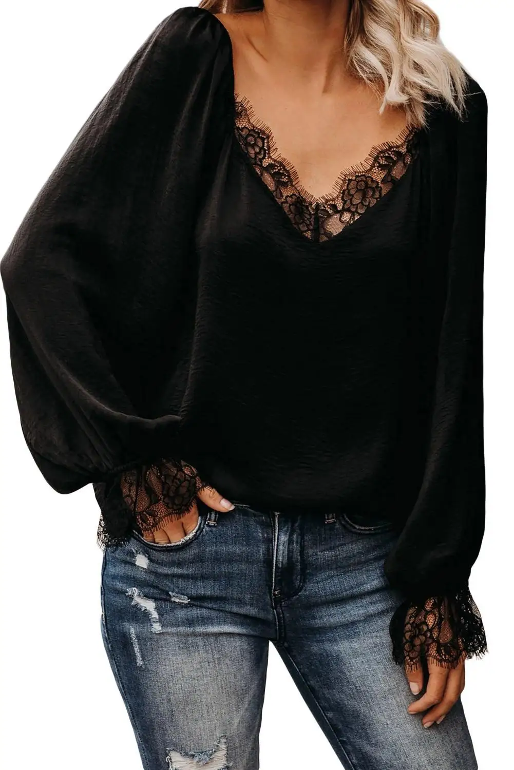 Зеленый/черный/Белый сатин кружевная блузка осенне весенний модный костюм с v