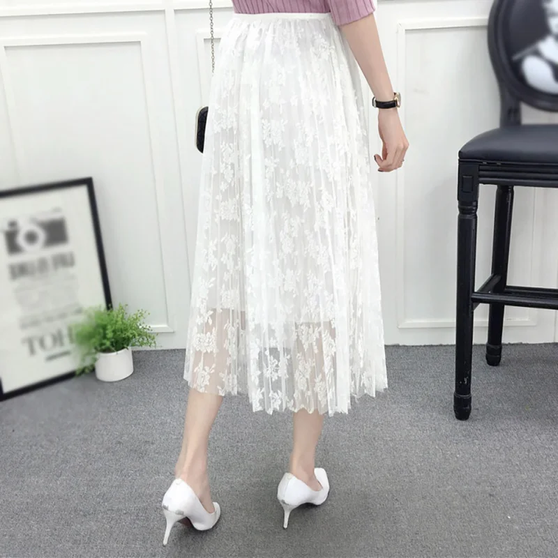 Летняя женская газовая юбка-пачка с подкладкой на талии Офисная Женская длинная