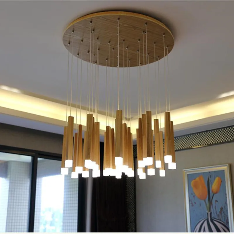 Modern japanese chandelier Led Solid Kitchen Restaurant Wood