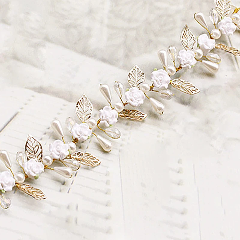 Повязка на голову с золотыми листьями и цветами свадебные тиары украшения для