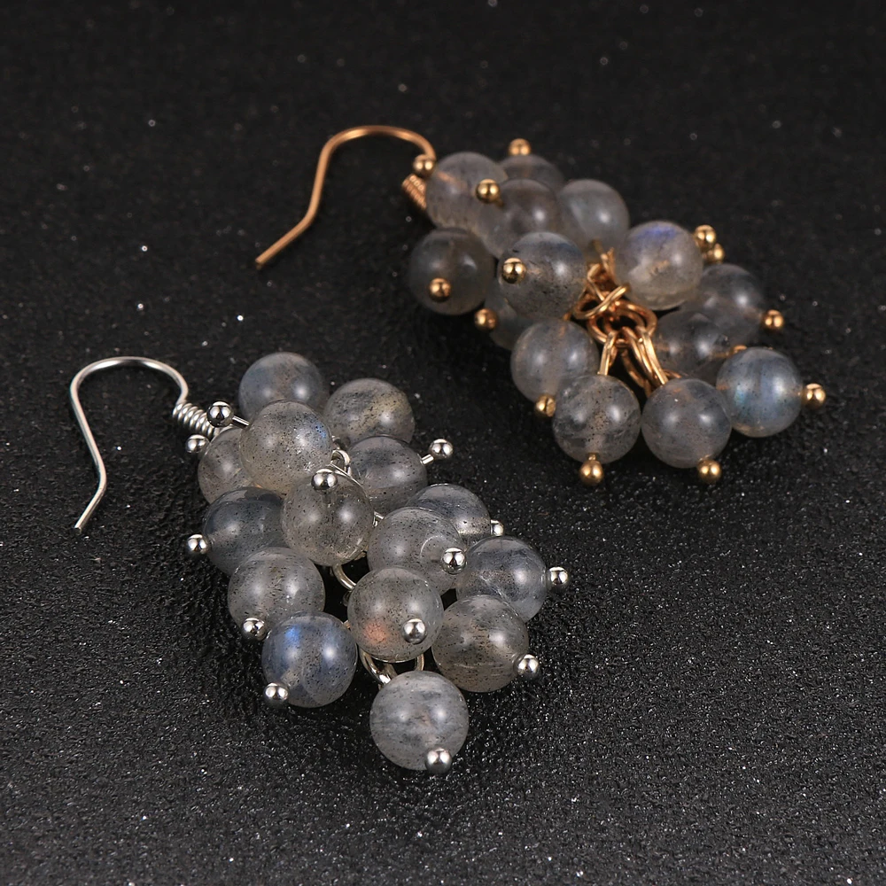 Женские Висячие серьги с натуральным фиолетовым кристаллом аметисты оникс