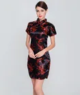 Элегантное приталенное платье Ципао, новое китайское женское платье из искусственного шелка, винтажное платье-Ципао с воротником-стойкой, традиционная новинка, одежда