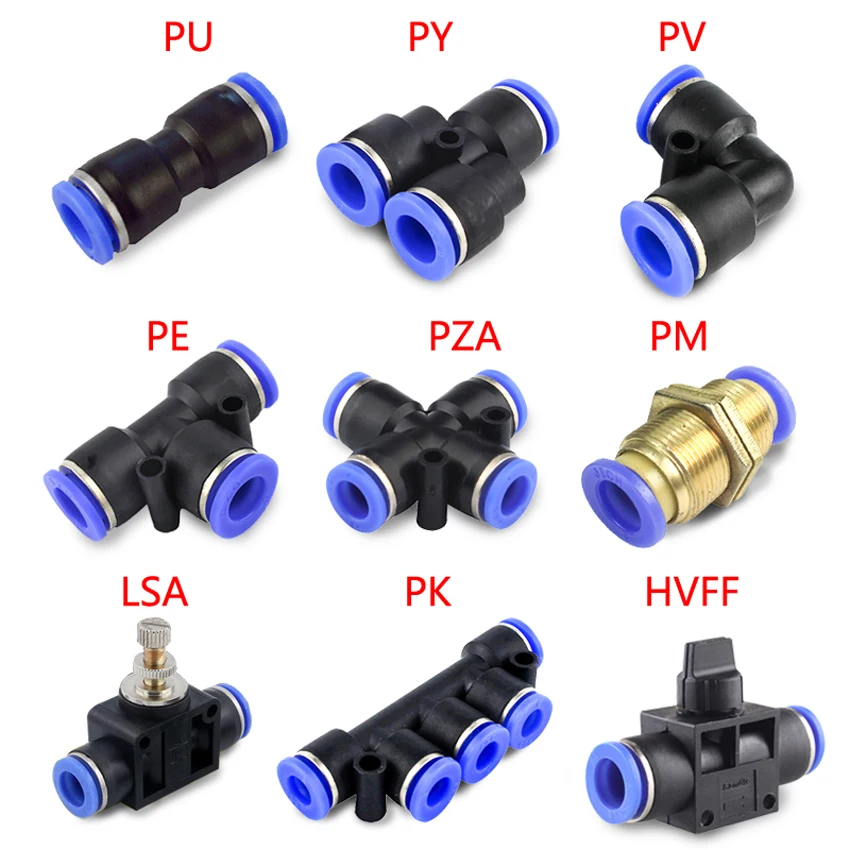 

PZA/PK/PU/PV/PE/PY/HVFF/PM/LSA Pneumatic Air Tube Pipe Push In Quick Connector Fittings Adapter Hose Jointer 4/6/8/10/12/14/16mm