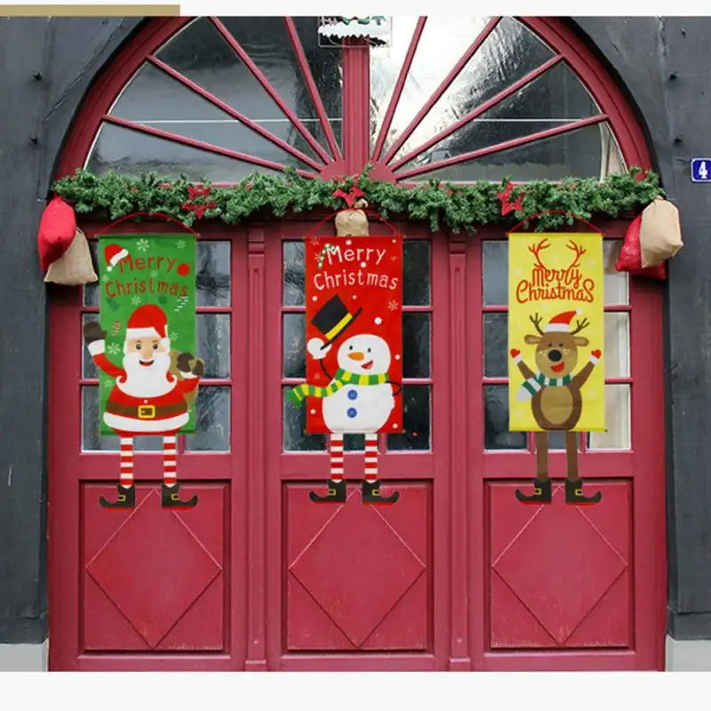 Рождественская Ткань Висячие флажки оконная подвеска Украшение на стену