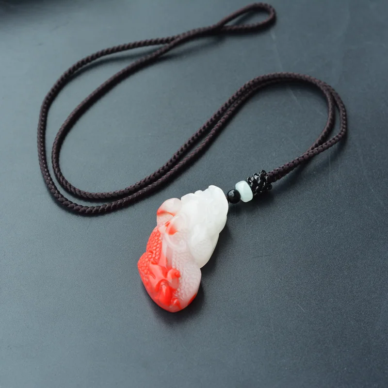 Натуральный зеленый Nephrite резной двойной Pi Xiu Храбрый кулон на удачу ожерелье