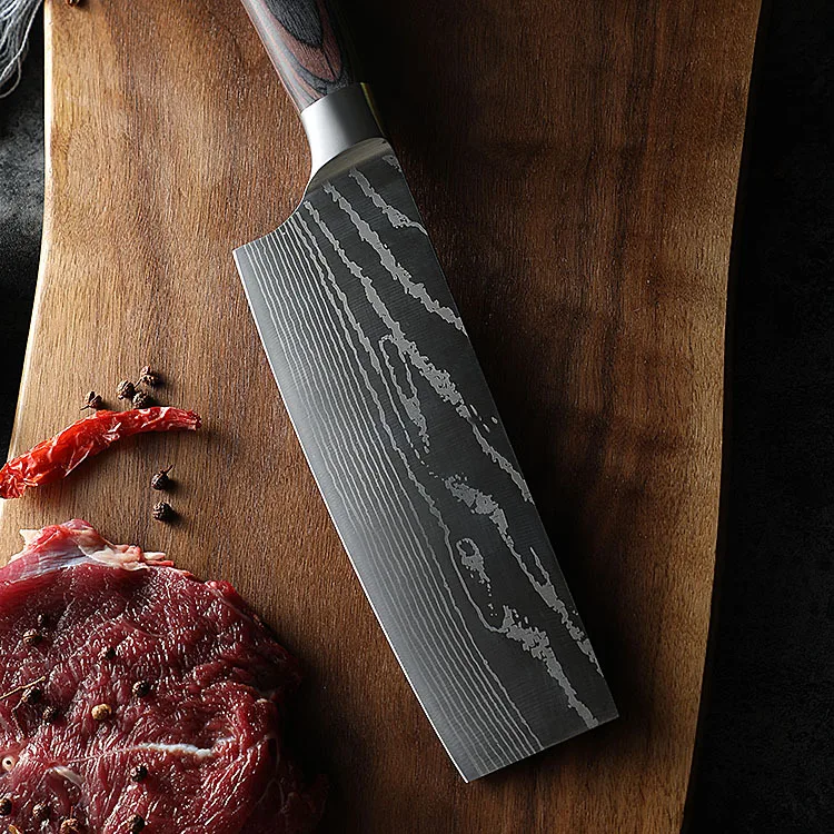Дамасский маленький кухонный нож с лазерной текстурой товары для отелей лезвие
