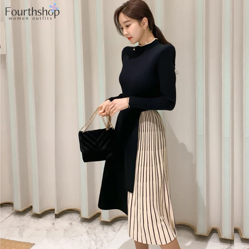 Женское трикотажное платье-свитер элегантное плотное теплое платье-трапеция в