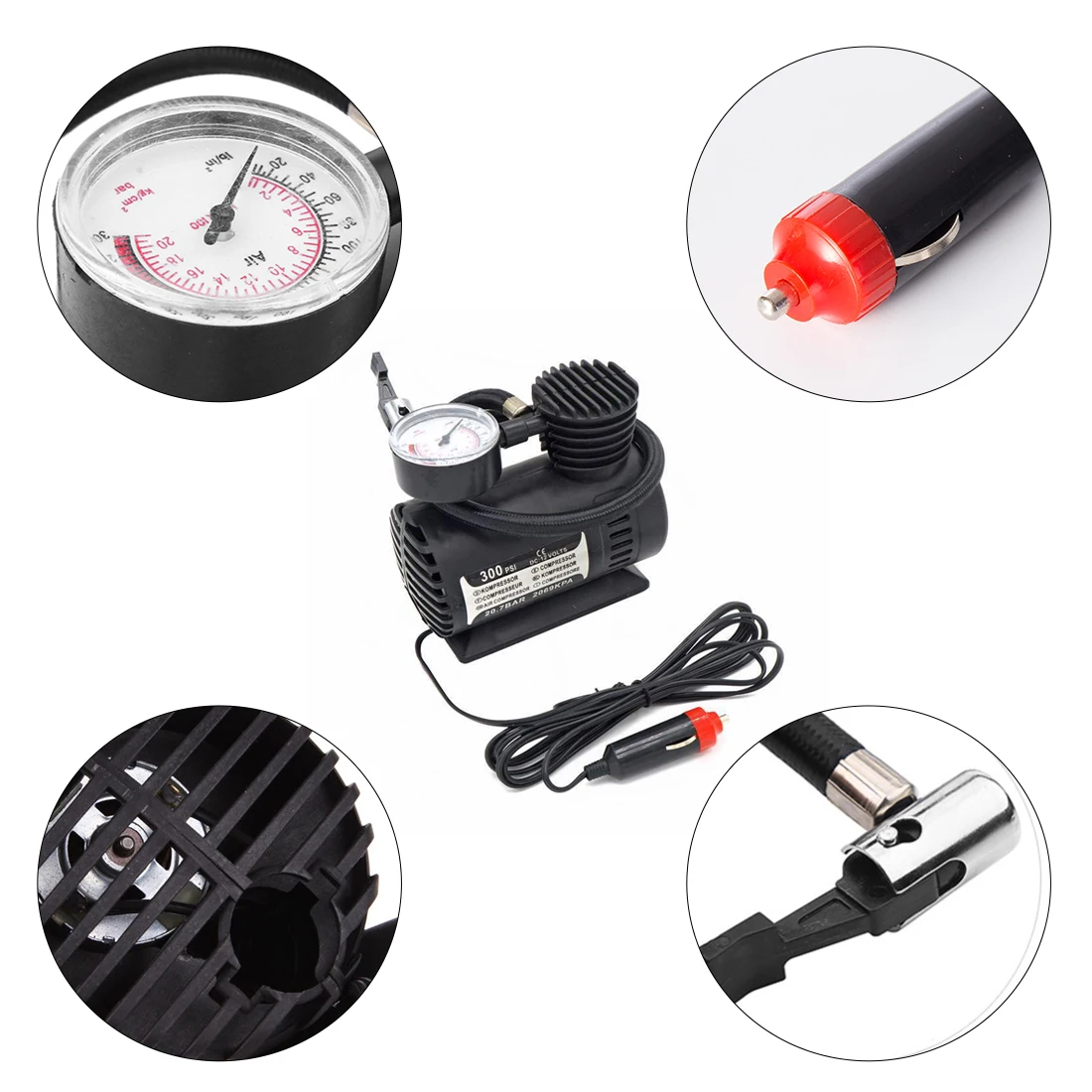 

Digital Tire Inflator DC 12V 300PSI Car Tire Inflator Auto Air Compressor Tire Pump with Pressure Gauge for Car Bicycle Ball