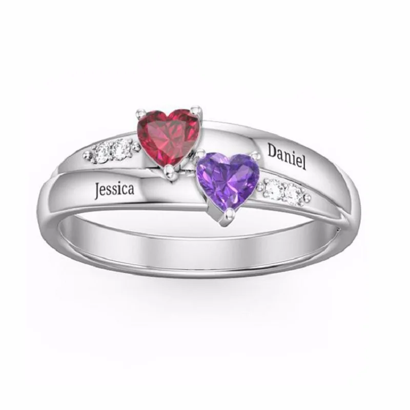 Customized Name Ring With Birthstone 925 Silver Personalized Name Rings Finger Rings for Women Rings Jewelry Girls Birthday Gift