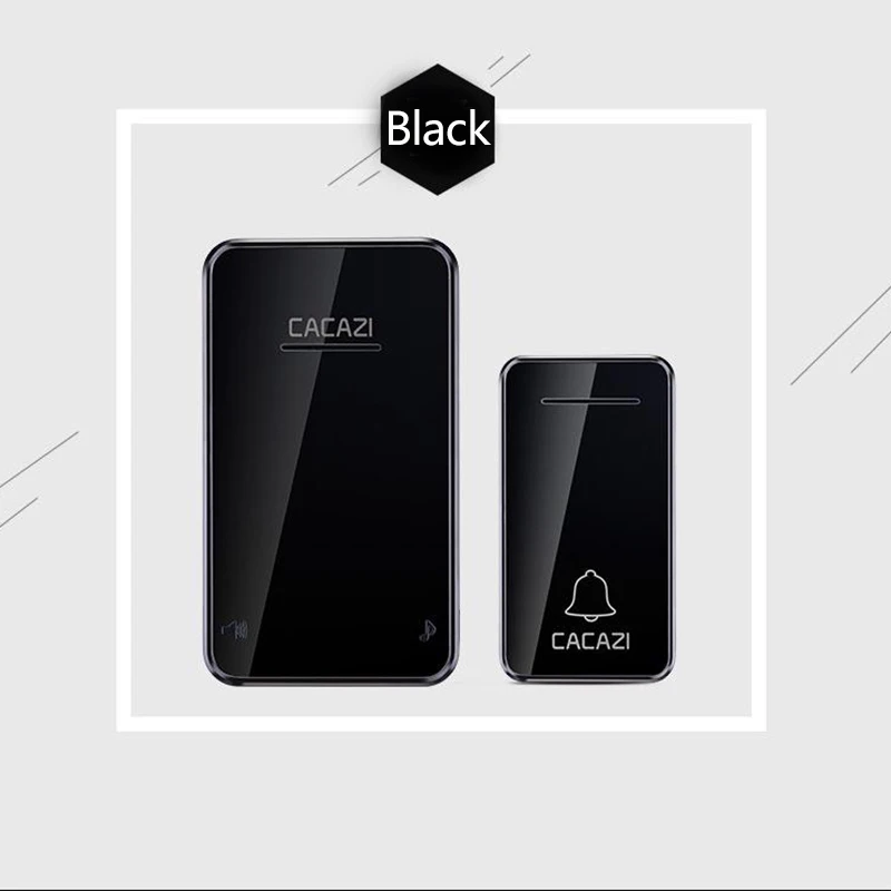 black1x1 Автономный водонепроницаемый беспроводной дверной звонок без светодиодный фонарь на батарейках 200 м Домашний Беспроводной звонок ЕС вилка 1 2 кнопки 1/2 приемник - Цвет: black1x1