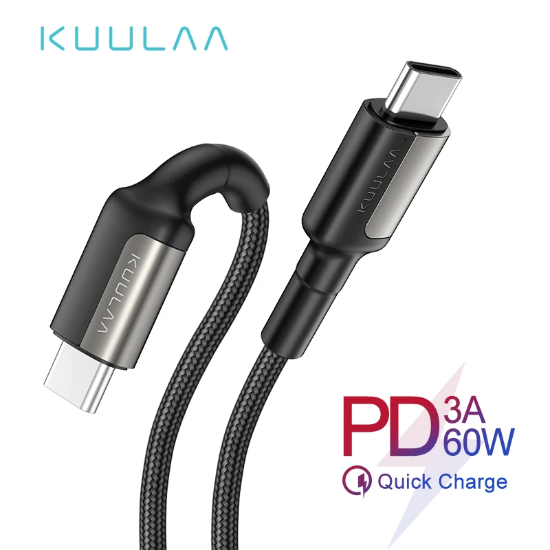 Кабель KUULAA USB C к usb type C для Xiaomi Redmi Note 7 Pro 60W PD QC 4,0 кабель быстрой зарядки для samsung S10 Oneplus USBC type-C