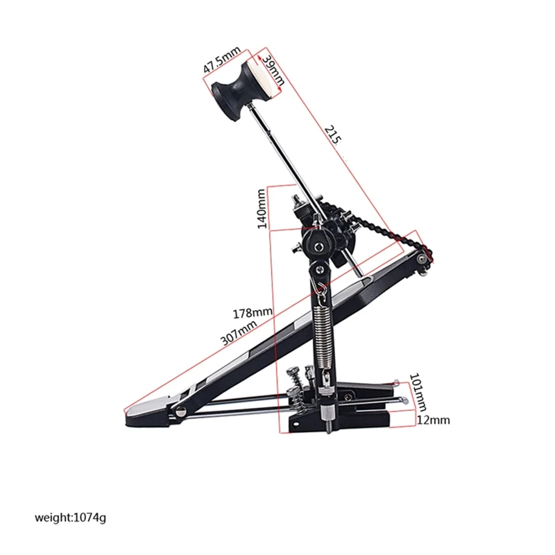 

Bass Drum Pedal Beater Singer Tension Spring and Single Chain Drive Percussion Instrument Accessories Parts