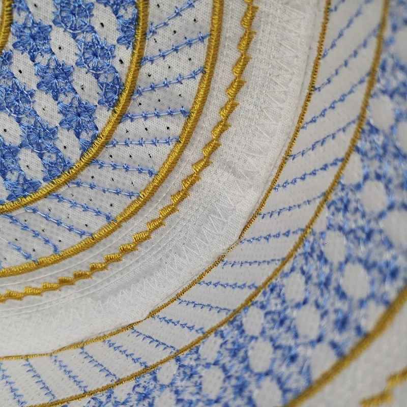 Модные синие хлопковые мусульманские кепки для мужчин с вышивкой Kippah Topi шляпы