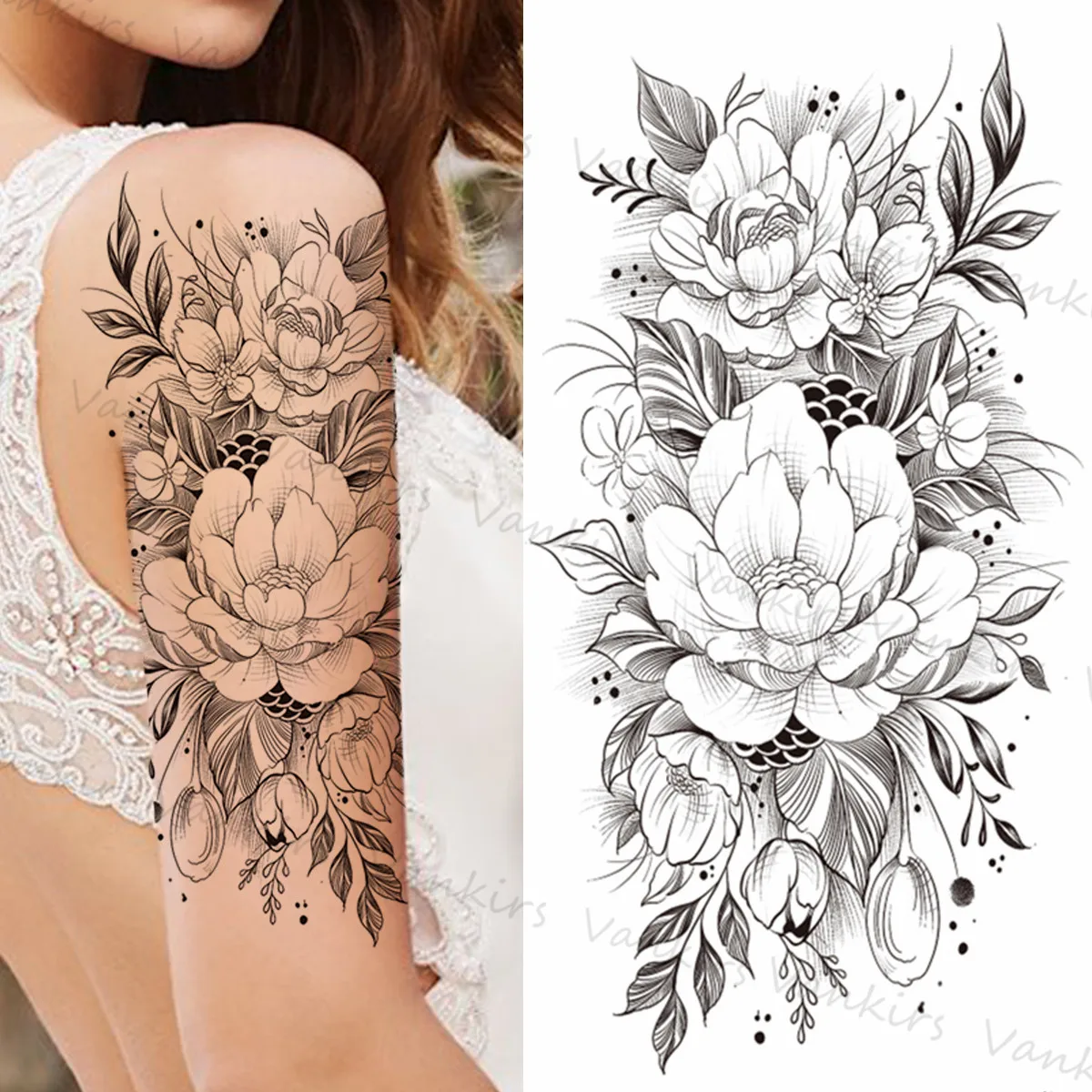 Временные татуировки для мужчин и женщин 3d-робот на руку кулон цветок компас Лев