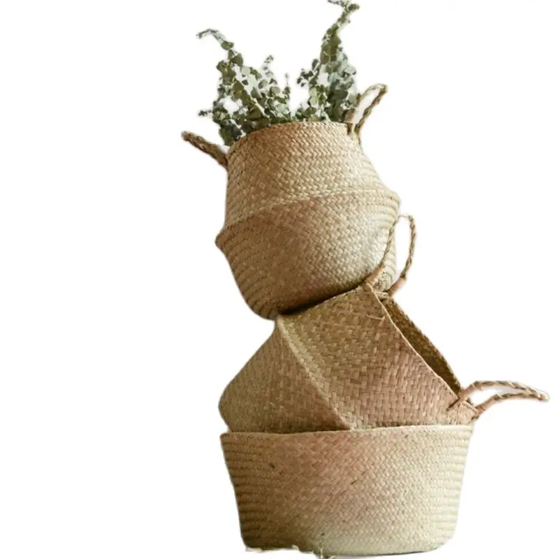 Водорослей ткачество цветочный горшок натуральный цветок корзины висячий для