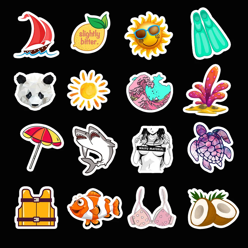 50 ⑤ упак. водонепроницаемые свежие повседневные наклейки с пандой для животных