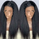 Кудрявые прямые волосы из волокна, передние парики на шнурке для чернокожих женщин, предварительно выщипанные синтетические бесклеевые передние парики на шнурке