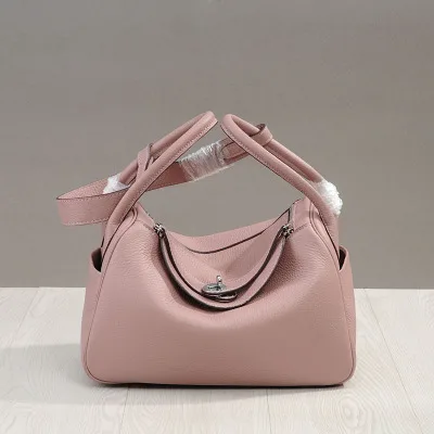 MZORANGE New classic genuine leather women handbags Fashion Lady shoulder bags nineteen color Casual Tote crossbody bag - Color: Nude pink