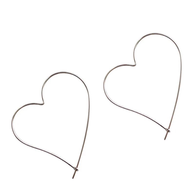 

Big love heart hoop Earrings Women Female 925 Silver Chic Fashion Personality Contracted Ins female Brinco fine Jewelry Gift