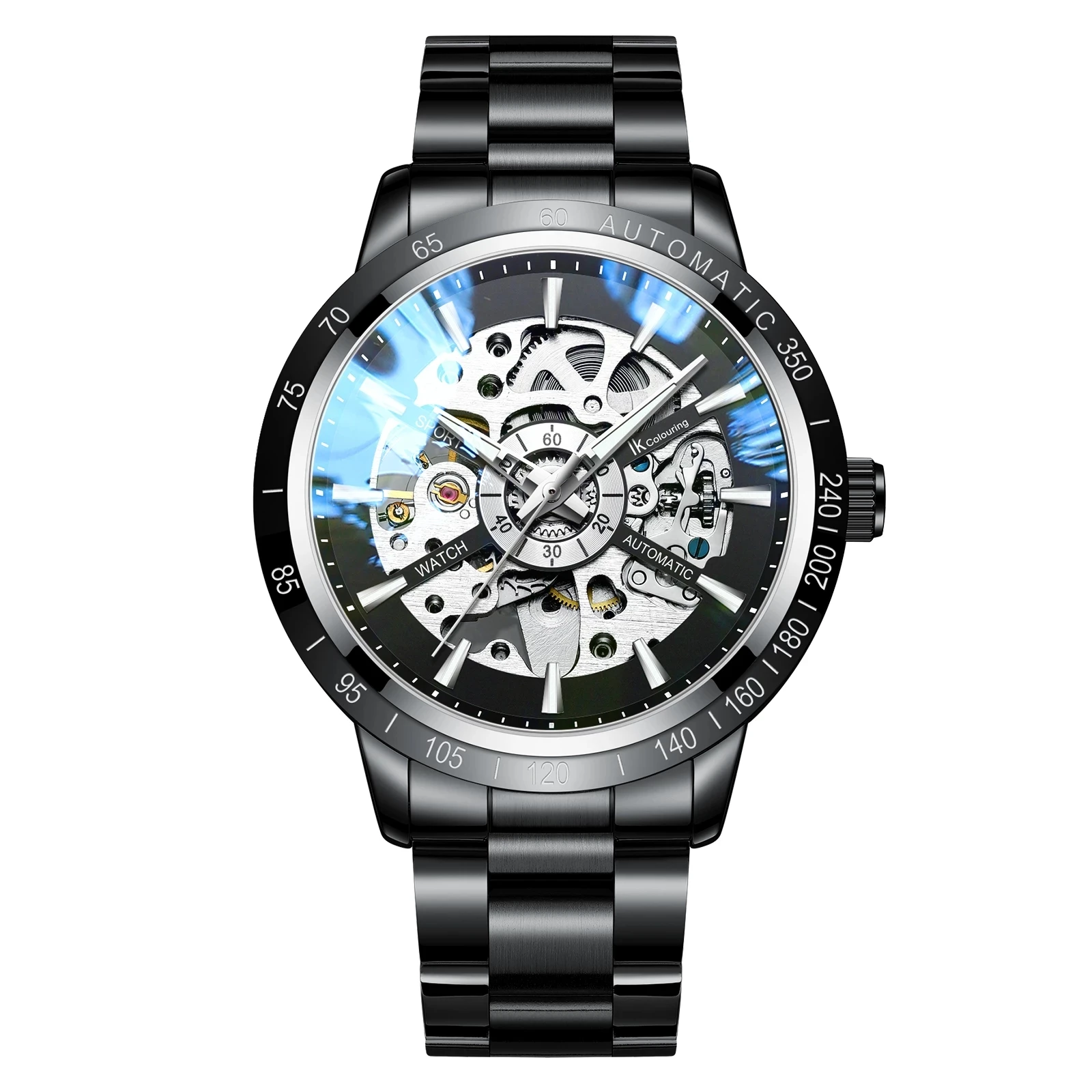 

Wristwatch Ik Colouring Mens Mechanical Stainless Steel Automatic Watches Men Skeleton Watches Luminous Hands Relogio Masculino