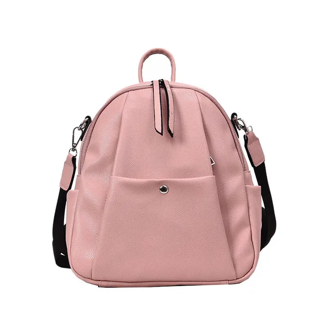 Pink Маленький женский кожаный рюкзак многофункциональная Наплечная Сумка для девочек-подростков школьные сумки модные женские розовые однотонные рюкзаки XA412 - Цвет: Pink