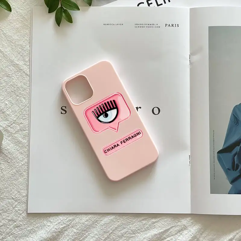 hot ferragnies eyes chiara phone case for iphone 13 7 8 plus x xs max xr 11 12 mini pro max se 2020 soft pink candy color cover free global shipping