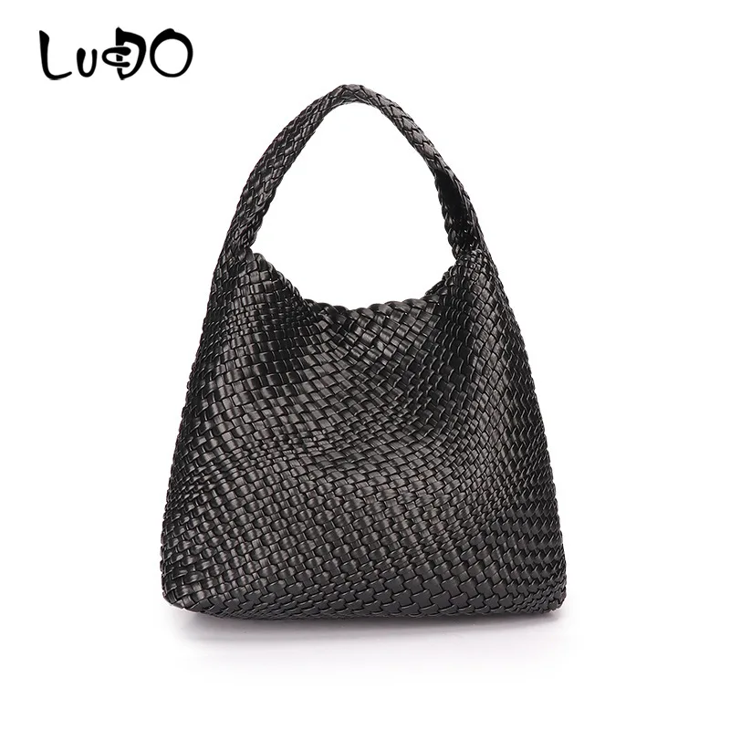 

Knitted Style Lady Woven Vintage Purse High Quality PU Leather Women's Single Shoulder Bag Female Handbag Big Totes K2794