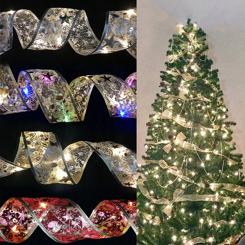

LED Ribbon Christmas Lights, String Lights for Christmas Tree, Waterproof Battery Operated Tree Dazzler Christmas Decor 6 Colors