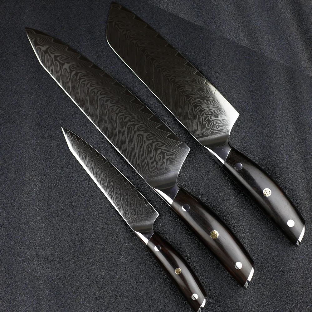 Набор кухонных ножей из дамасской стали 3 шт. японский нож шеф повара vg10