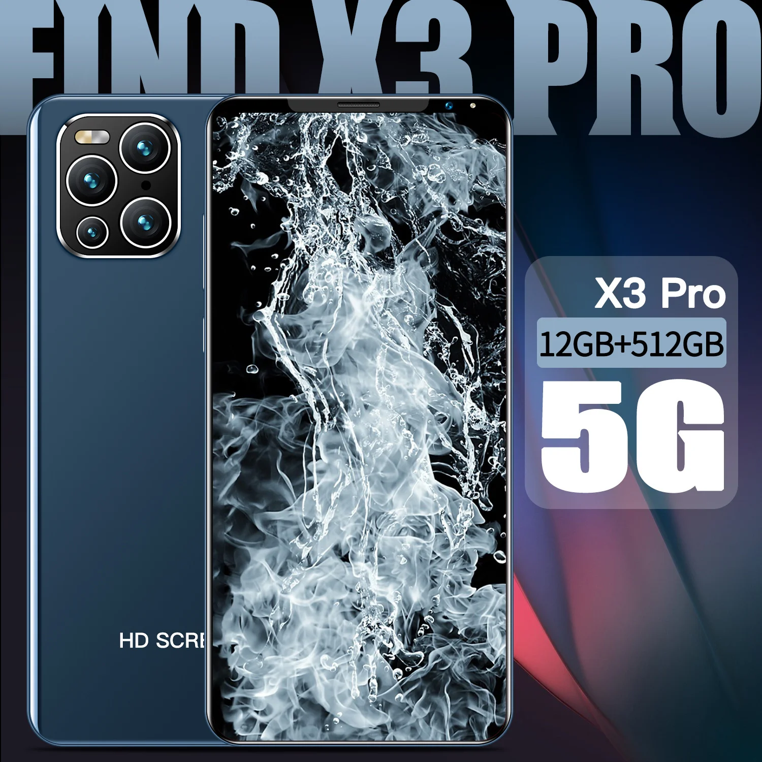 

X3 Pro Smartphone Android Cell Phone 5G 12+512GB MT6595 Deca Core 24+48MP Unlocked Cell Phones Global Version Featured Phone