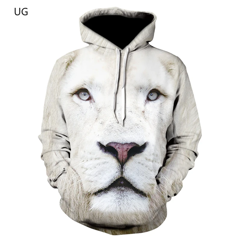 

UG New Fashion Trend Men's Hoodie Sweatshirt 3D White Tiger Digital Print Casual Harajuku High Quality Pullover