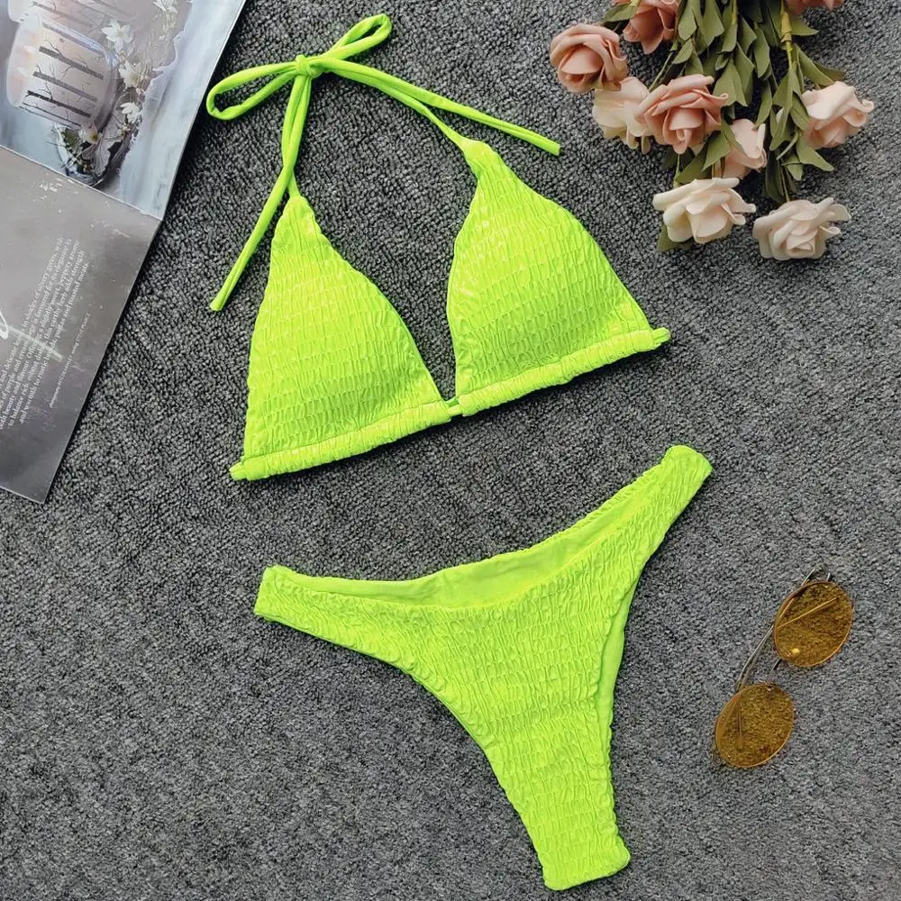 Women Swimsuit Sexy Pleated Biquini Female Brazilian Push Up Bikini 2018 Beach Wear Bathing Suit Thong Swimwear | Женская одежда
