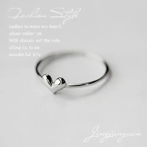 

925 Sterling Silver Ring for Women Simple Graceful New Mini Love Heart-Shaped Ring Silver Korean Style Tail Ring
