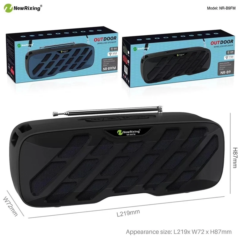 

TWS Wireless Bluetooth 5.0 Speaker Portable Outdoor 3D Surround Subwoofer Loudspeaker Sound Box FM U-disk With Baldric