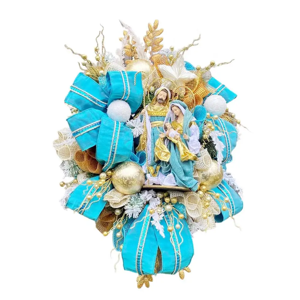 

Christmas Wreath For Front Door Decorated With Pine Cones And Humanistic Statues Durable And Anti -Oxidation Christmas Wreath