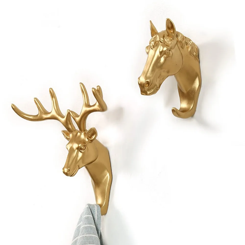Wall-mounted Hook Creative Animal Shape Hooks Key Chain Hook Strong And Seamless Deer Head Bedroom Living Room Decoration Hanger