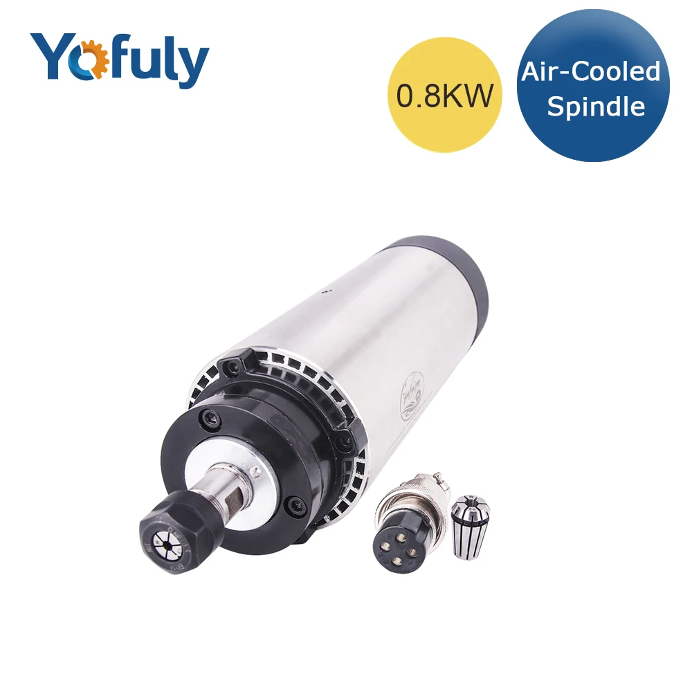 0.8KW 220V мотор шпинделя воздушного охлаждения CNC 800W 65mm ER11 с 4 подшипниками с воздушным охлаждением шпиндель для гравировального фрезерного станка
