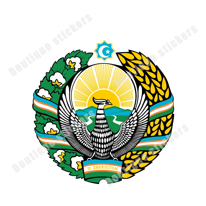 Флаг Узбекистана и водонепроницаемая наклейка с национальным гербом подходит