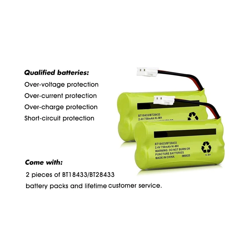 culhye bt18433bt28433 2 4v 750mah 2 pack ni mh battery for att vtech cordless phone cs6229 bt184342 bt1022 2sn aaa55h s j1 free global shipping