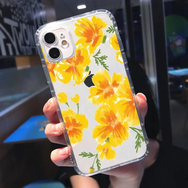 

Flowers aesthetic colorful art Phone Case Transparent soft For iphone 5 5s 5c se 6 6s 7 8 11 12 plus mini x xs xr pro max