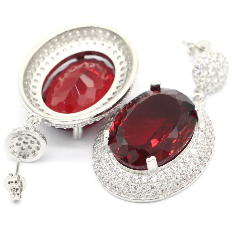 40x22 мм изящный Большой овальный драгоценный камень родолит белый гранат CZ