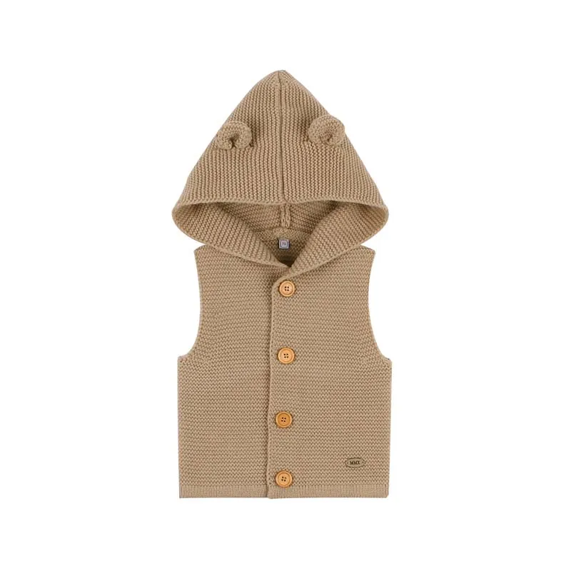 Весенне осенняя верхняя одежда для малышей Однотонная трикотажная жилетка