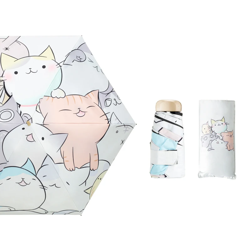 Зонт от дождя для женщин заводской с мультяшным котом на заказ складной зонт