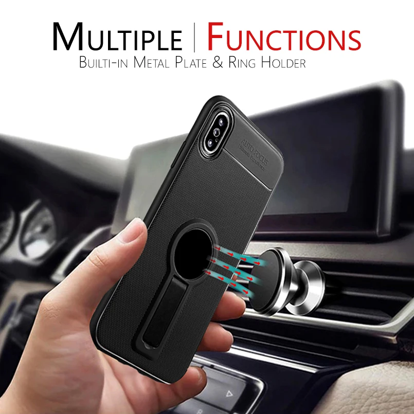 

Soft Silicone Case For iPhone 7 8 6 6s Magnetic Kickstand Cases For iPhone 7 8 Plus Xs Max XR Anti-knock Case Cover Fundas